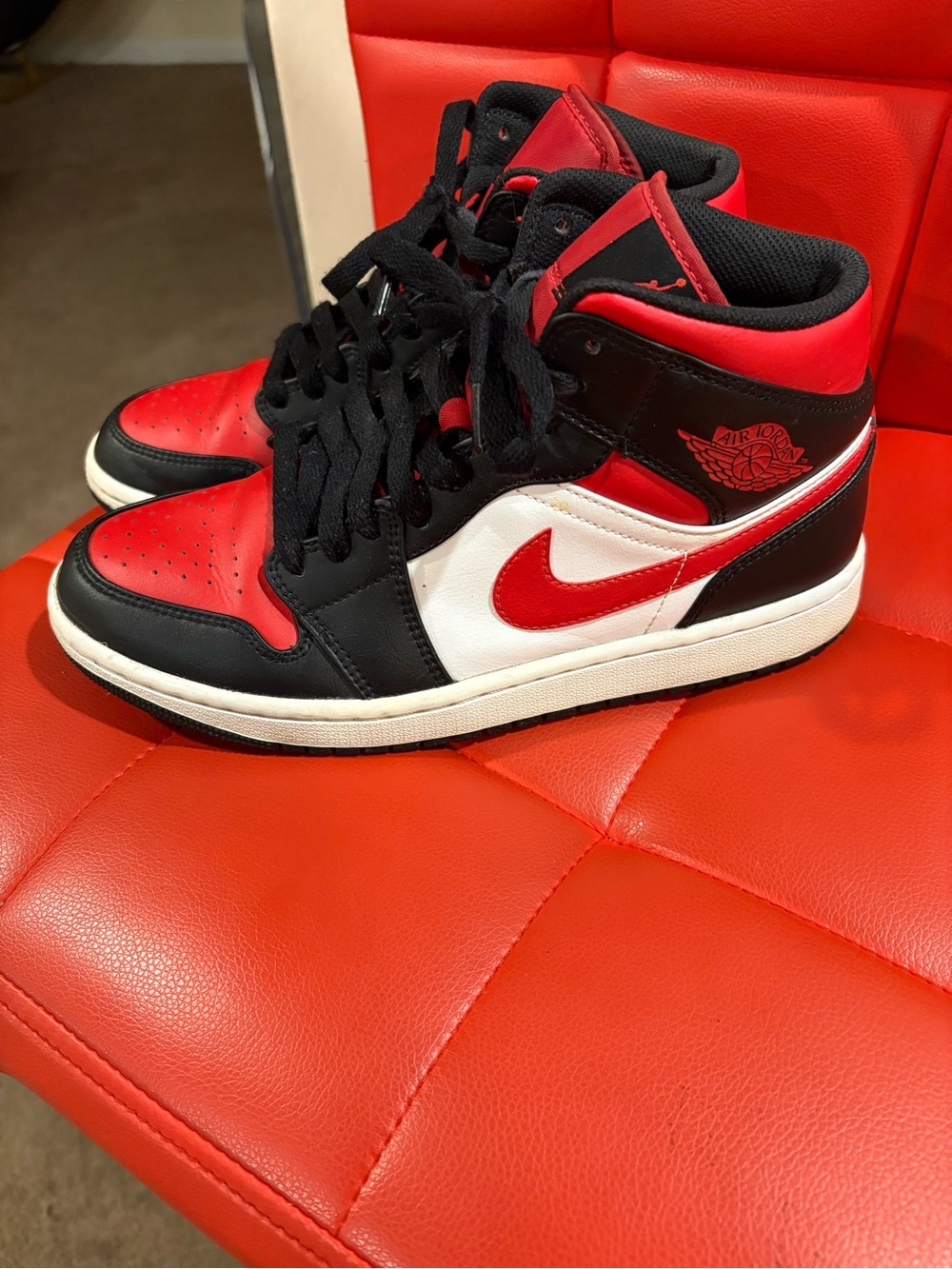 Jordan Men’s High-Top Sneakers in Red, Black, White
